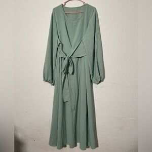 SHEIN Sage Green Balloon Sleeve Maxi Dress Size 3XL